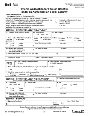 Interim Application for Foreign Benefits