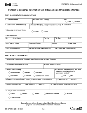 Consent to Exchange Information with Citizenship and Immigration Canada