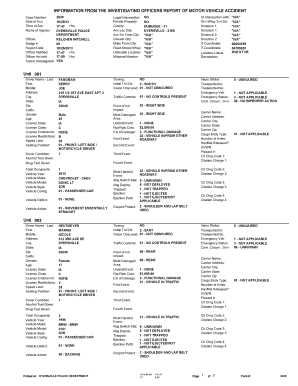 Motor Vehicle Accident Report Form