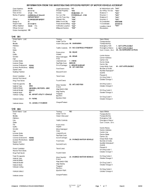 Police Accident Report Form