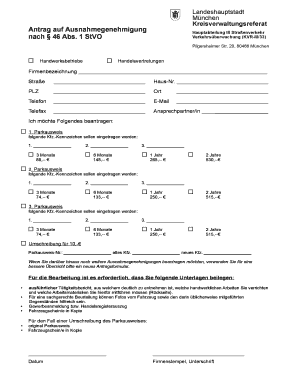 Antrag auf Ausnahmegenehmigung