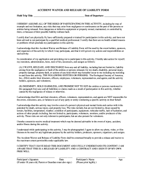 Accident Waiver and Release of Liability Form