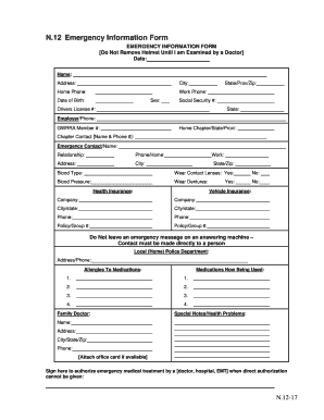Emergency Information Form