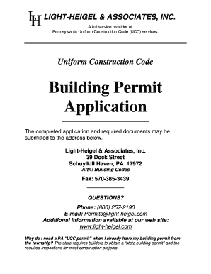 Pennsylvania Uniform Construction Code Building Permit Application