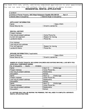 Residential Rental Application