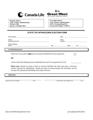 State Tax Withholding Election Form