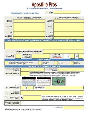 Formulario de orden de servicio de apostilla
