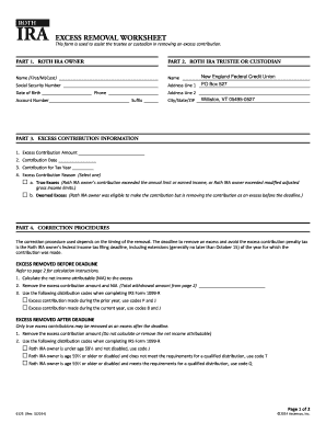 Roth IRA Excess Removal Worksheet