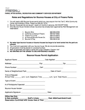 Bounce House Permit Application