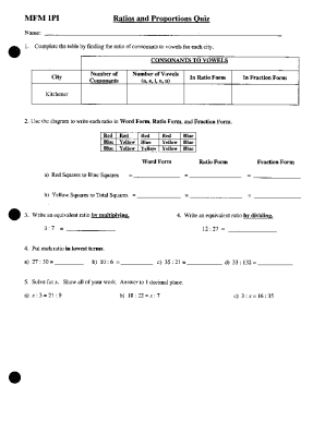 Ratios and Proportions Quiz