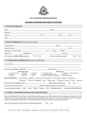 Charleston Building Plan Review and Permit Application