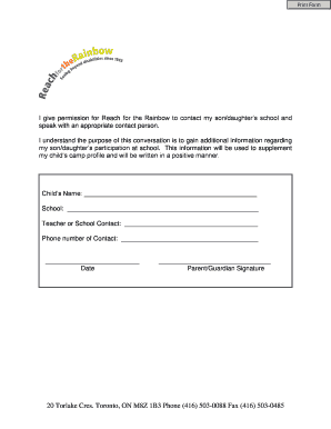 School Contact Permission Form