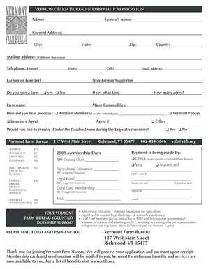 Vermont Farm Bureau Membership Application