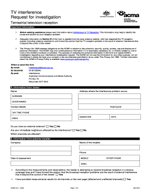 ACMA TV Interference Investigation Form
