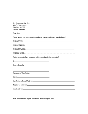 Credit Card Authorization for Insurance Payment