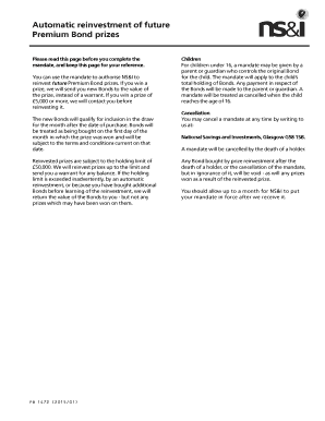 Premium Bond Prize Reinvestment Mandate