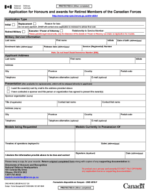 Canadian Forces Honours and Awards Application