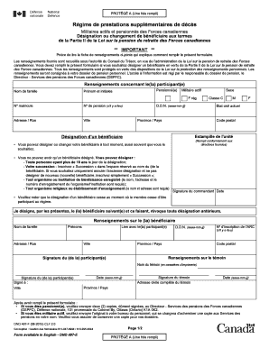 Formulaire de désignation de bénéficiaire de prestations supplémentaires de décès