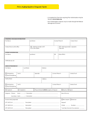 Prior Authorization Request Form