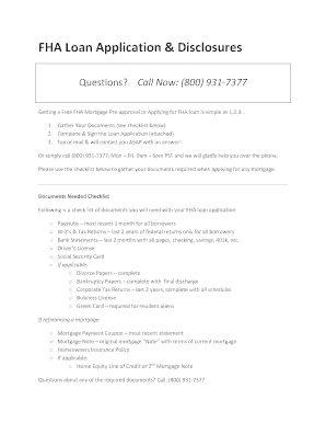 FHA Loan Application & Disclosures