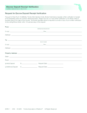 escrow deposit receipt verification form