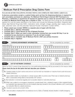 Medicare Part-D Prescription Drug Claims Form