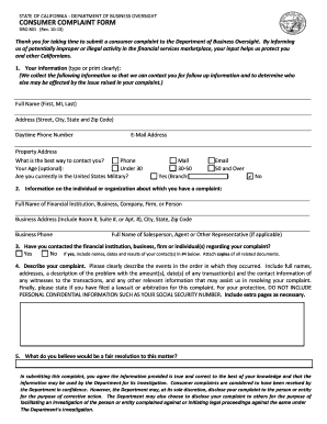 California Consumer Complaint Form