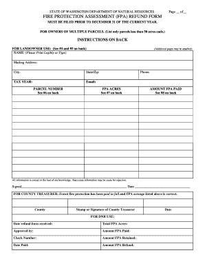 Washington Fire Protection Assessment Refund Form