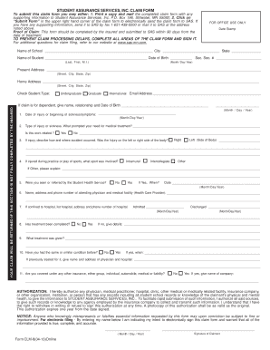 Student Assurance Services Claim Form