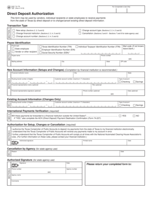 Texas Direct Deposit Authorization Form