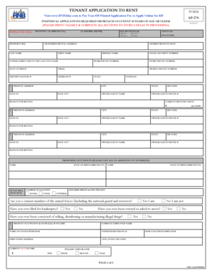 Tenant Application to Rent Form