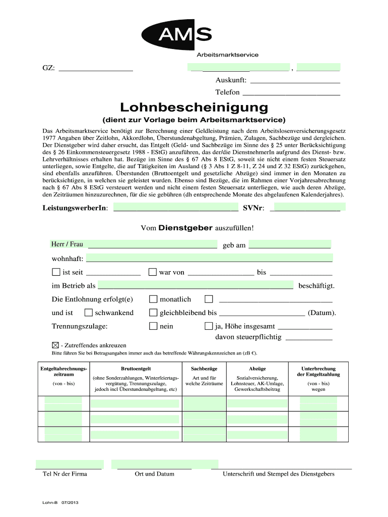 lohnbestätigung Preview on Page 1