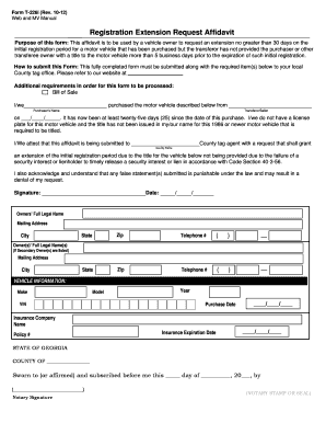 Georgia Registration Extension Affidavit