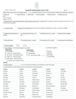 Georgia IRP Vehicle Schedule A Form T-138