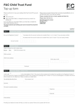 Child Trust Fund Top-up Form