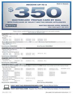 Maytag Appliance Mail-In Rebate Form