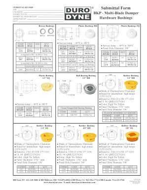Job Submittal Form for Multi-Blade Damper Bushings