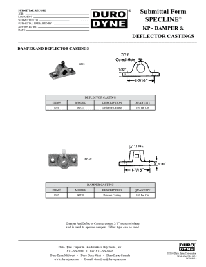 Job Submittal Form for Damper and Deflector Castings