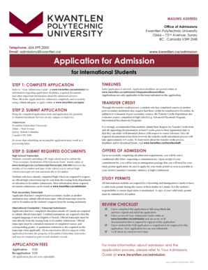 Application for Admission