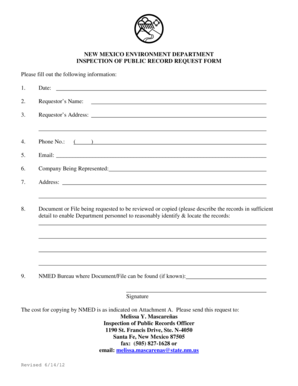 New Mexico Public Record Request Form