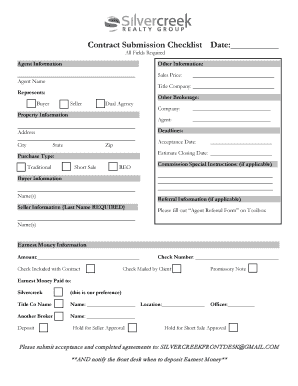 Real Estate Contract Submission Checklist