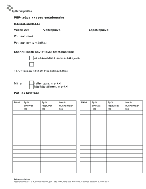 Asthma Workplace Monitoring Form