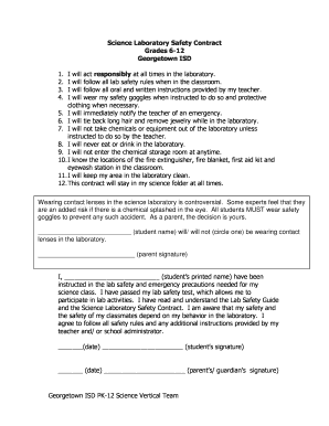 Science Laboratory Safety Contract