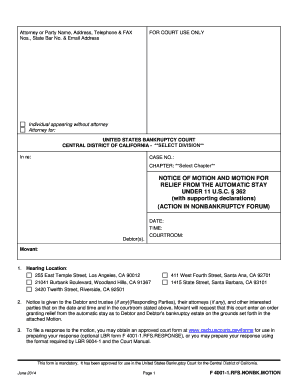 Motion for Relief from Automatic Stay