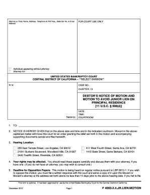 Motion to Avoid Junior Lien on Principal Residence