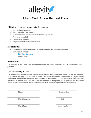 Client Web Access Request Form