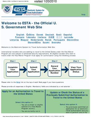 ESTA Travel Authorization Application