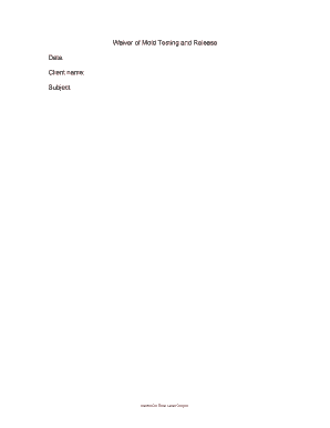 Waiver of Mold Testing and Release