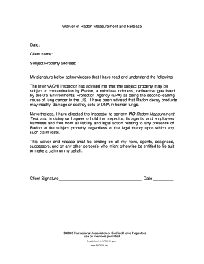 Radon Measurement Waiver