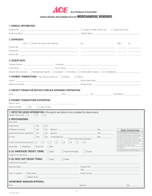 Ace Hardware Vendor Registration Packet